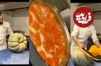 ببینید| غذای خیابانی در ترکیه؛ تهیه دسر کدو حلوایی به روش یک آشپز ماهر در استانبول