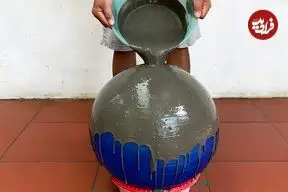 ببینید| آموزش ساخت یک گلدان زیبا با توپ پلاستیکی، سیمان و طناب به روش استاد چینی