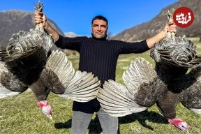 ببینید؛ غذای روستایی در آذربایجان؛ کباب کردن بوقلمون در طبیعت