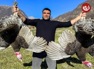 ببینید؛ غذای روستایی در آذربایجان؛ کباب کردن بوقلمون در طبیعت