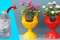 (ویدئو) ایده تبدیل بطری پلاستیکی روغن به یک گلدان زیبا !