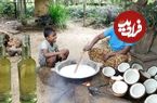 ببینید| غذای روستایی در سریلانکا؛ تهیه روغن نارگیل خالص توسط بانوی روستایی