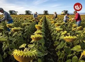 ببینید| مراحل کاشت و برداشت هزاران تن تخمه آفتابگردان و تولید روغن با آن