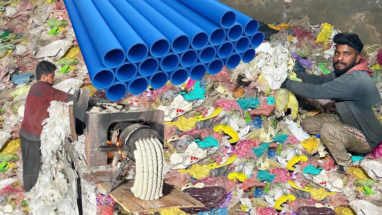 (ویدئو) ببینید پاکستانی ها چگونه زباله پلاستیکی را به لوله پلیکا تبدیل می کنند