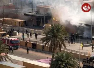 ببینید| حمله به سفارت آمریکا در بغداد