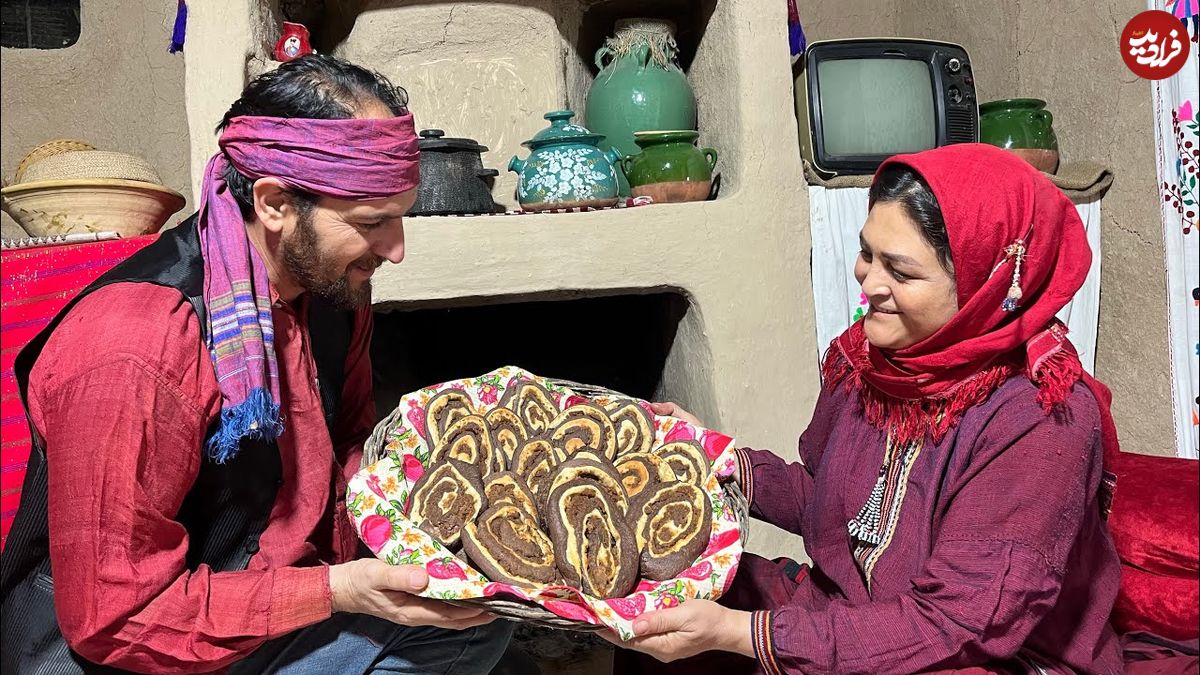 ببینید؛ غذای روستایی در ایران؛ پخت نان حلوایی