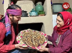 ببینید؛ غذای روستایی در ایران؛ پخت نان حلوایی
