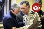عکس؛ سفر به تاریخ؛ رهبر انقلاب با لباس بلوچی در کنار «سرلشکر سلیمی، فرماندۀ سابق ارتش»؛ دهۀ 60