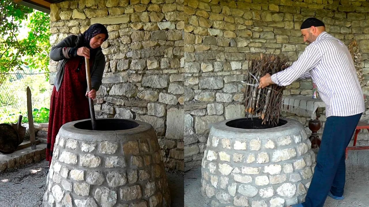 (ویدئو) زندگی روستایی در داغستان؛ پخت نان های سنتی توسط یک خانواده روستایی
