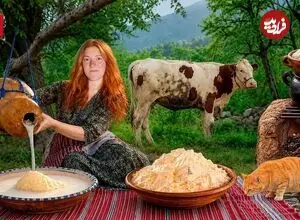 ببینید| غذای روستایی در مراکش؛ تهیه کره محلی از ماست تازه در روستایی سرسبز