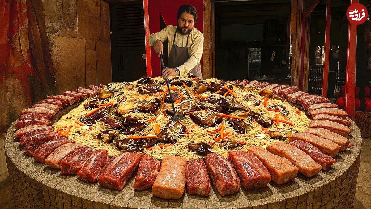 ببینید؛ غذای خیابانی در پاکستان؛ پخت 150 کیلو کابلی پلوی پرطرفدار در پیشاور