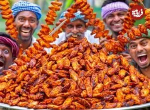 ببینید| غذای روستایی در هند؛ کباب کردن بال مرغ روی آتش و در طبیعت