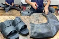 ببینید| مراحل دیدنی ساخت صندل با استفاده از لاستیکی کهنه در بنگلادش