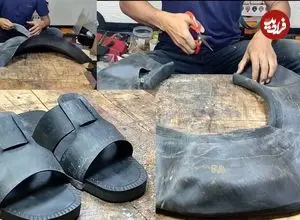 ببینید| مراحل دیدنی ساخت صندل با استفاده از لاستیکی کهنه در بنگلادش
