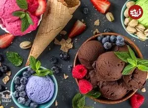 طرز تهیه بستنی قیفی خانگی با میوه و شکلات