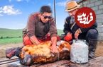 (ویدئو) غذای عشایری در مغولستان؛ پخت 20 کیلو گوشت بز در پوست