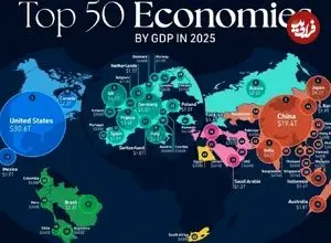 اینفوگرافی؛ ۵۰ اقتصاد برتر جهان در سال ۲۰۲۵ بر اساس تولید ناخالص داخلی؛ جایگاه ایران