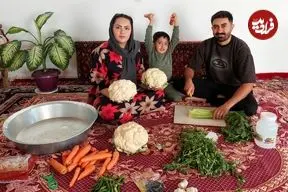 ببینید| غذای روستایی در ایران؛ تهیه ترشی گل کلم در روستا