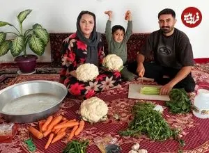 ببینید| غذای روستایی در ایران؛ تهیه ترشی گل کلم در روستا