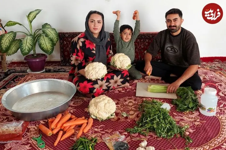ببینید| غذای روستایی در ایران؛ تهیه ترشی گل کلم در روستا