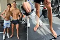 تمرین صبحگاهی کریستیانو رونالدو با پاهای لاک زده به همراه پسرش بعد از بُرد تیم النصر