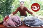ببینید| غذای روستایی در کامبوج؛ پخت غذا با ماهی و شکوفه موز