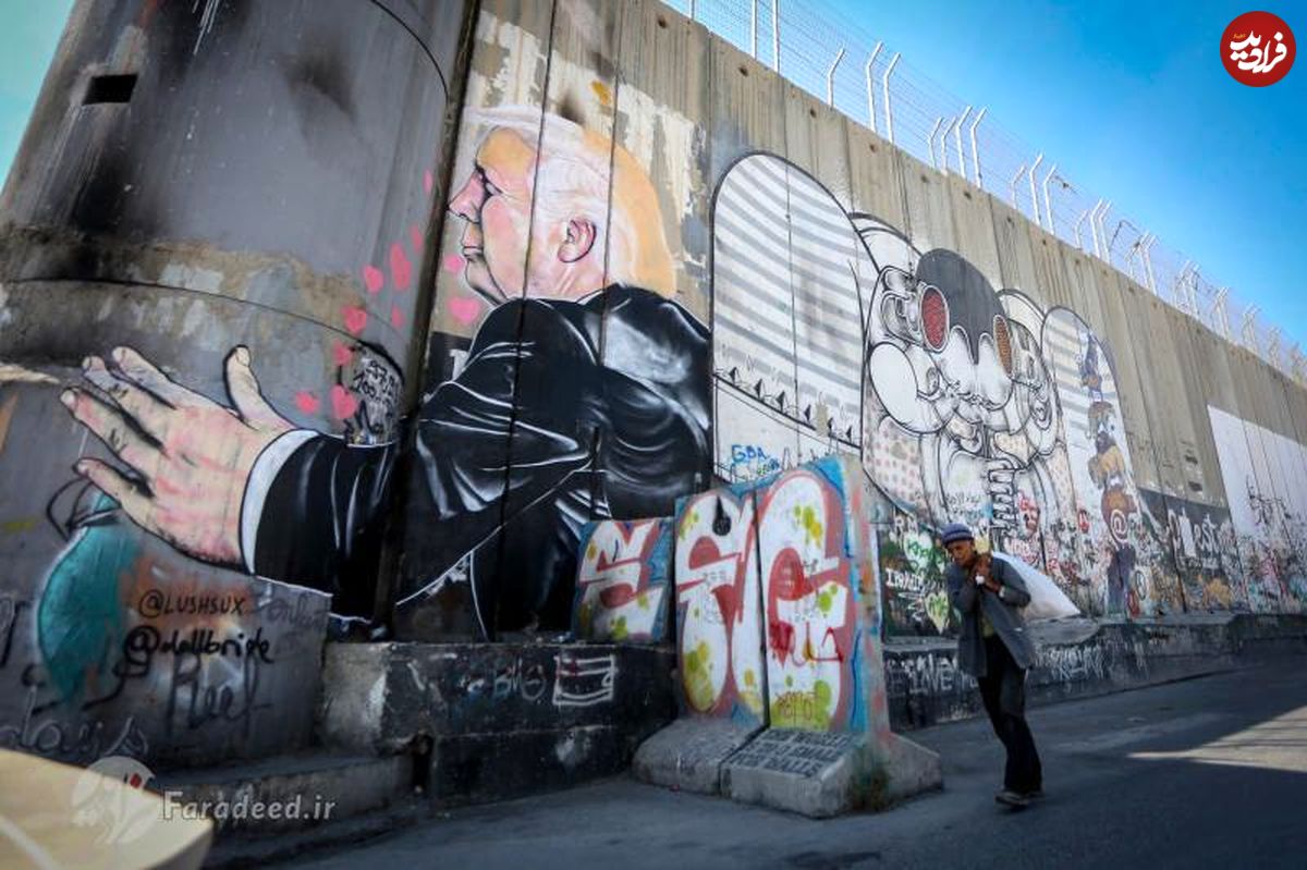 تصاویر/ گرافیتی ترامپ بر روی دیوار حائل