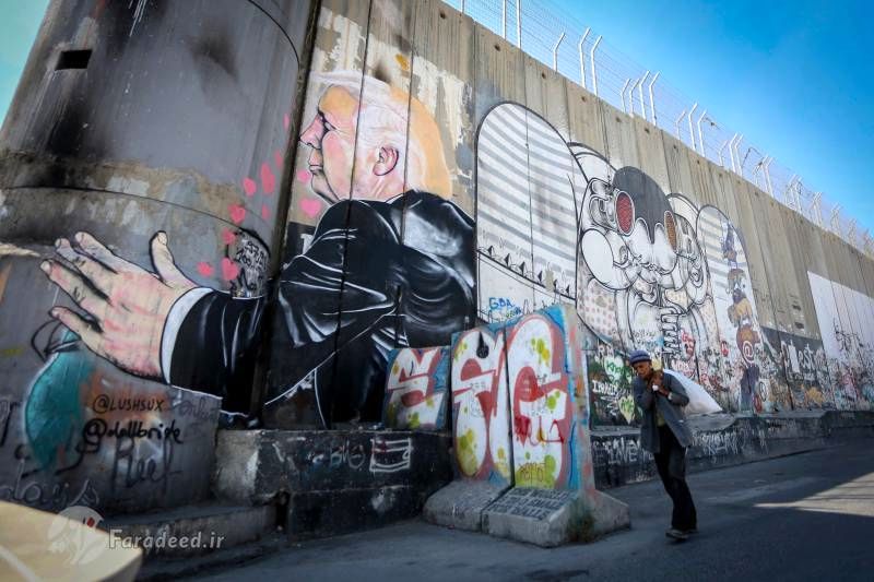 تصاویر/ گرافیتی ترامپ بر روی دیوار حائل