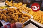 ببینید| غذای خیابانی در کره؛ پخت مرغ و میگوی سوخاری ترد با سس در سئول