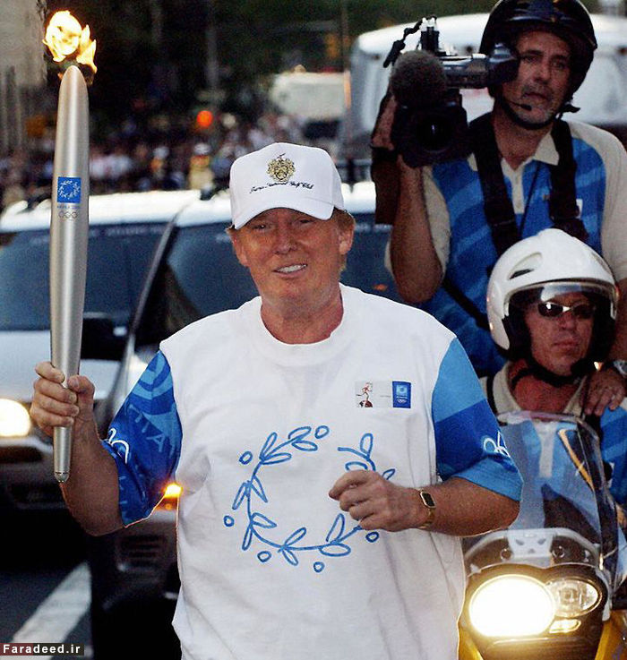 تصاویر/ ترامپ در حال حمل مشعل المپیک