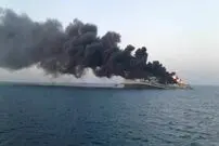۳۳ مصدوم در حادثه آتش‌سوزی شناور خارک