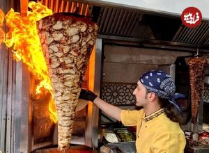 ببینید؛ غذای خیابانی در ترکیه؛ تهیه 100 کیلو شاورمای مرغ سوری در استانبول