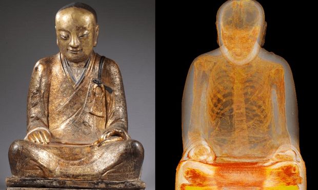 بقایای یک راهب هزارساله‌ در مجسمه