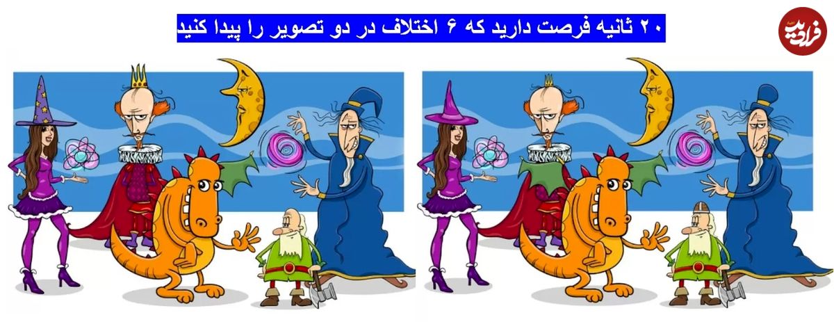 معمای تفاوت تصویری جذاب: آیا میتوانید ۶ تفاوت بین این دو تصویر را در ۲۰ ثانیه تشخیص دهید؟
