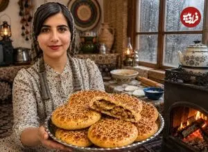 ببینید| غذای روستایی در ایران؛ مراحل پخت کلوچه فومن