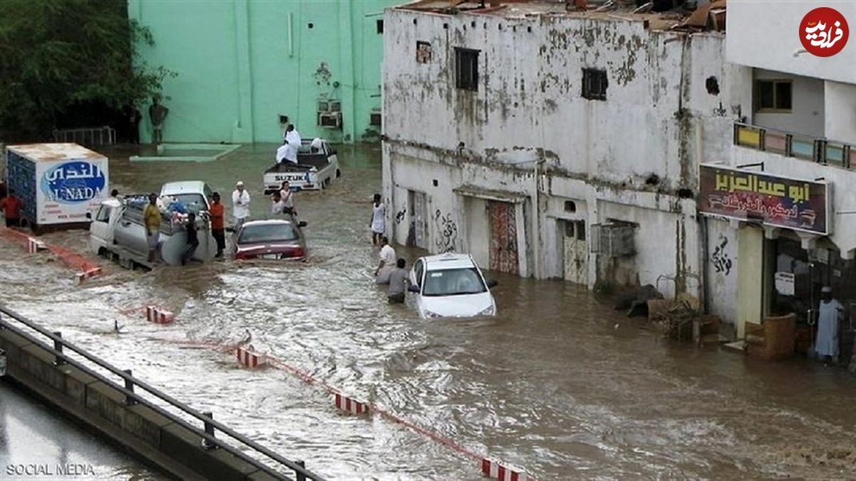 (ویدئو) وقوع سیل عجیب در عربستان