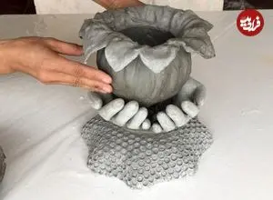 ببینید| با دستکش، پارچه و سیمان، این گلدان زیبا و متفاوت را درست کنید