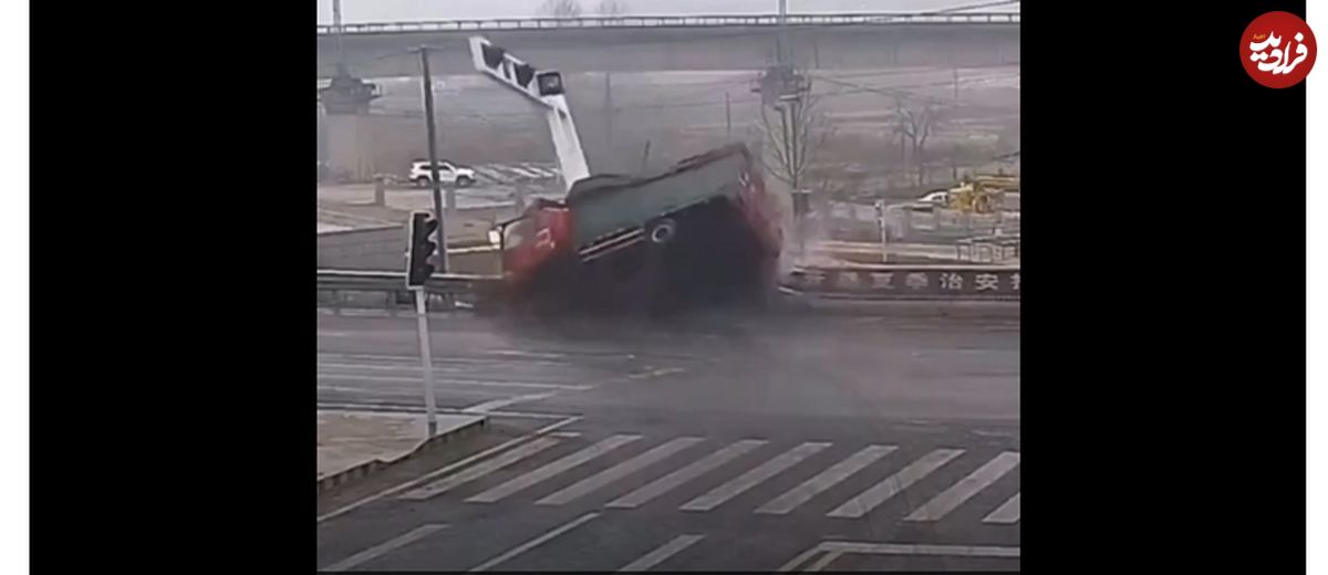 (ویدو) لحظه ترسناک ترمز بریدن یک کامیونت!