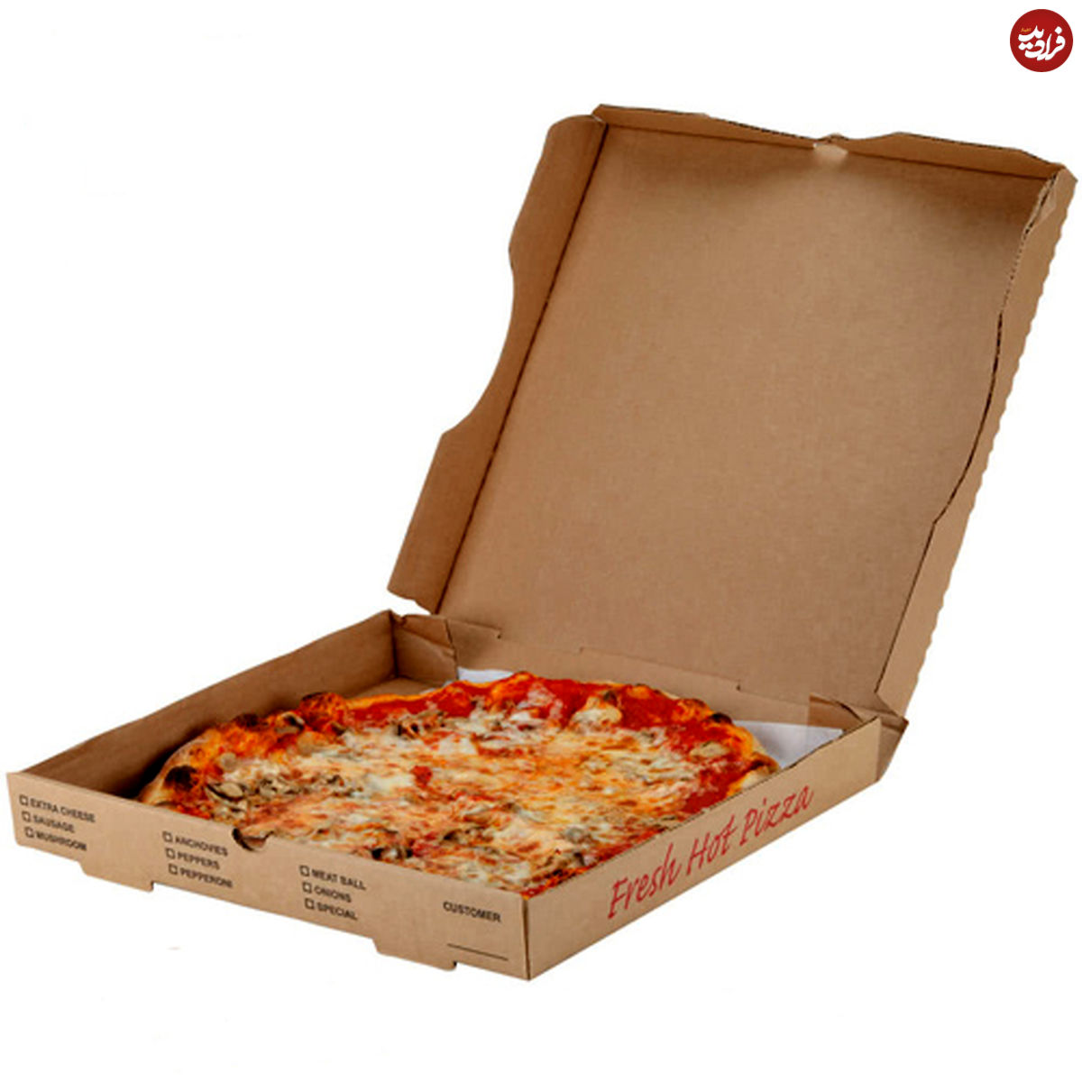 سرو پیتزا در کاغذ‌های ۳ بار بازیافت‌شده