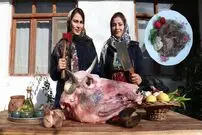 (ویدئو) پخت دیدنی کله پاچه غول پیکر گاو توسط سه کدبانوی روستایی گیلانی