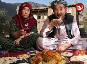 ببینید| غذای روستایی در افغانستان؛ پخت کابلی پلو با مرغ توسط زوج سالخورده افغان