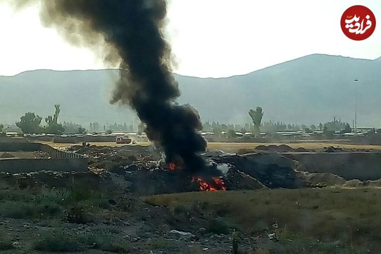 (ویدئو) ستون دود ناشی از زباله‌سوزی در آسمان رباط‌کریم