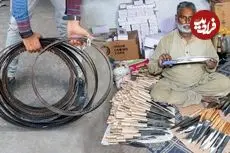 ببینید؛ مراحل دیدنی ساخت چاقوی تیز قصابی با تیغه اره قدیمی در پاکستان