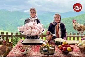 ببینید؛ غذای روستایی در گیلان؛ پخت مرغ شکم پر در تنور