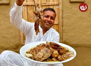 ببینید؛ غذای روستایی در پاکستان؛ پخت خوراک گوشت به روش آشپز مشهور 