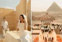 تصاویر| عروسی در قلب تاریخ: زوج لندنی اهرام جیزه را برای ۲۰ ساعت به ملک شخصی تبدیل کردند!