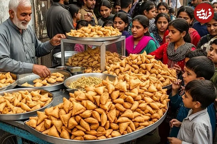 ببینید| غذای خیابانی در پاکستان؛ تهیه سمبوسه سیب زمینی در کراچی