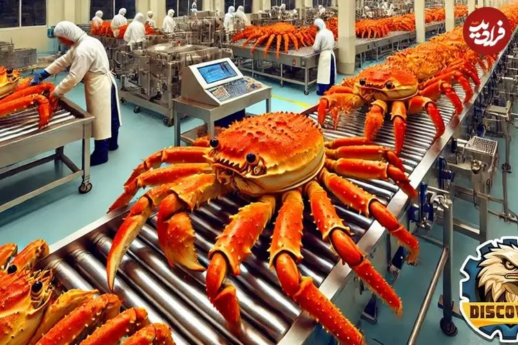 ببینید| مراحل صید میلیون ها شاه خرچنگ از آبهای سرد و فرآوری آن ها در آمریکا