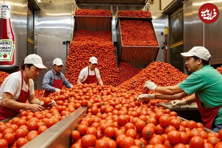 ببینید| سس گوجه فرنگی چگونه در کارخانه های چین تولید می شود؟