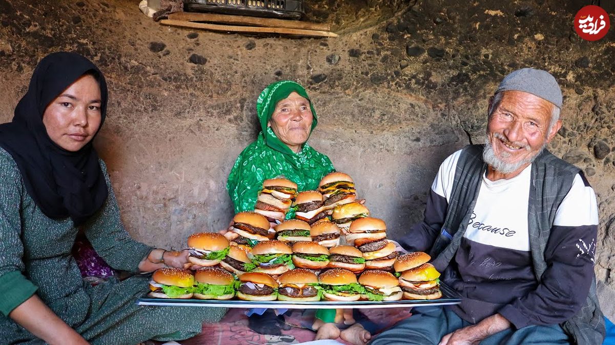 ببینید؛ غذای روستایی در افغانستان؛ پخت نان سنتی و  سیب زمینی سرخ شده با سالاد در غار